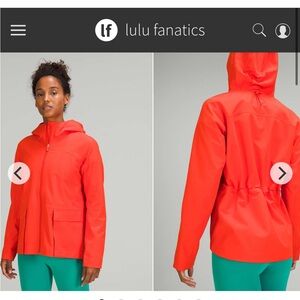 Lululemon StretchSeal Relaxed-Fit Hooded Rain Jacket Sz 10 Autumn Red Waterproof